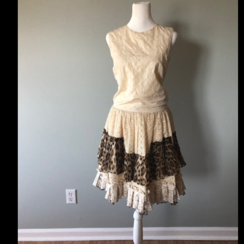 Roberto Cavalli Eyelet Animal Print Dress